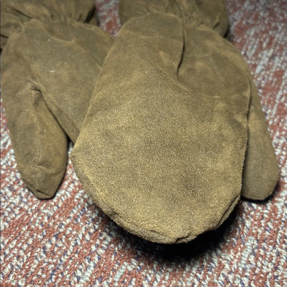 Vintage Halston ultra suede mittens chocolate brown warm winter gear statement